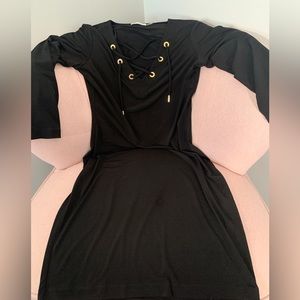 Calvin Klein Women’s Lace Up Neckline Shift Jersey Dress Size 4 Black